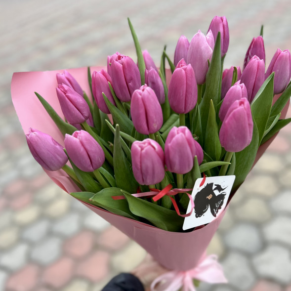 21 розовый тюльпан в Симферополе